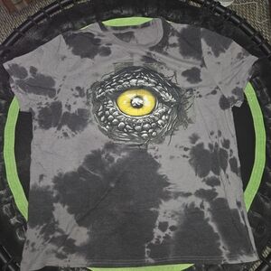 Jurassic Park Gray Tie-Dye T-Shirt with Eye Design
